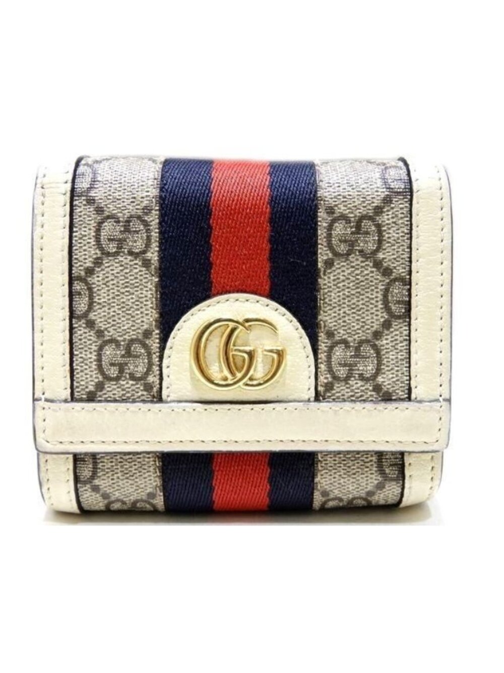 Gucci Ophidia Compact Wallet Canvas Leather GG Supreme Sherry Line